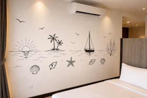 Design preview: Seashore Line-Art Wall