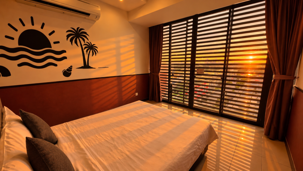 Upgraded room photo: Palm Sunset Bedroom