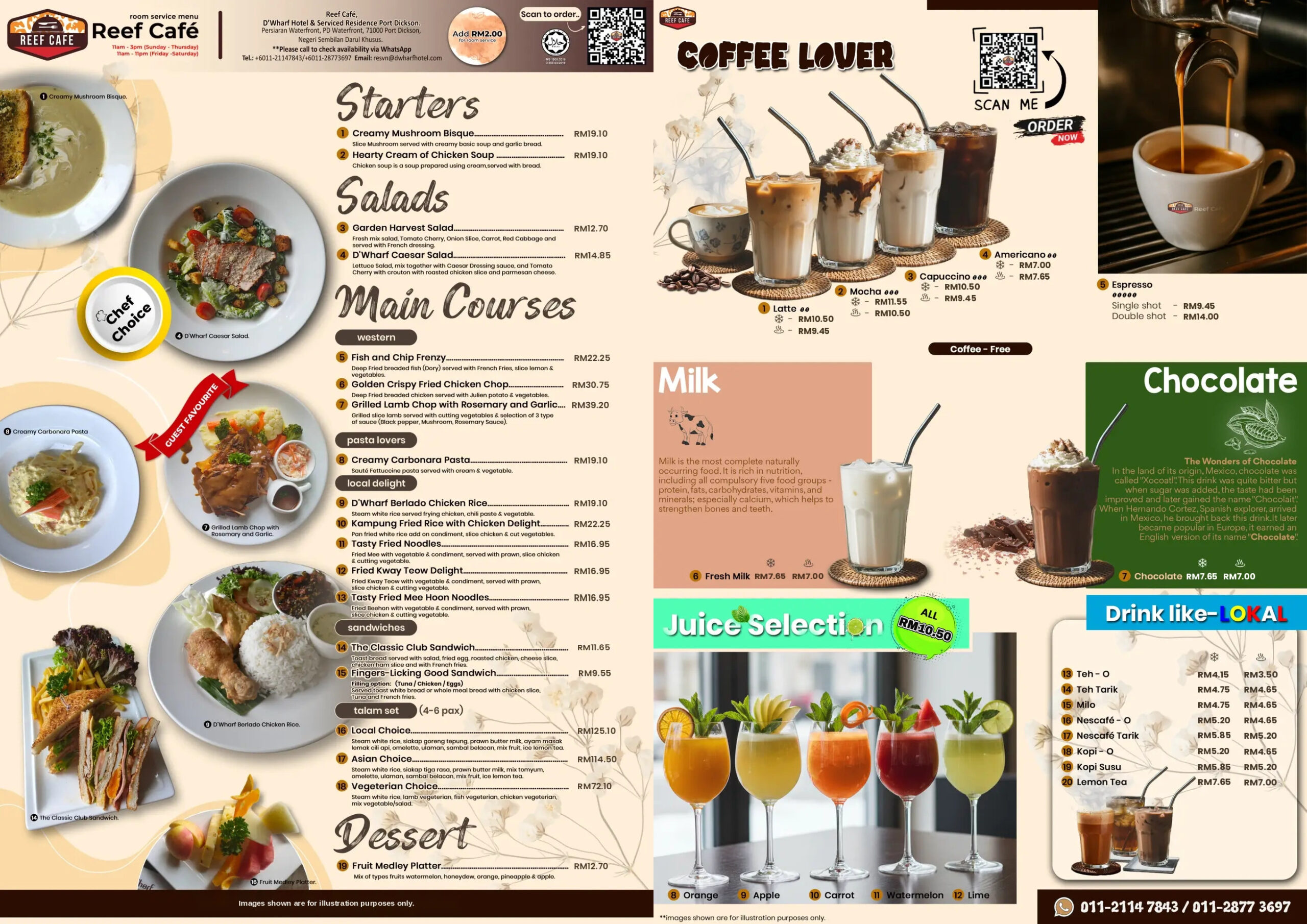 A La Carte and Drinks Menu